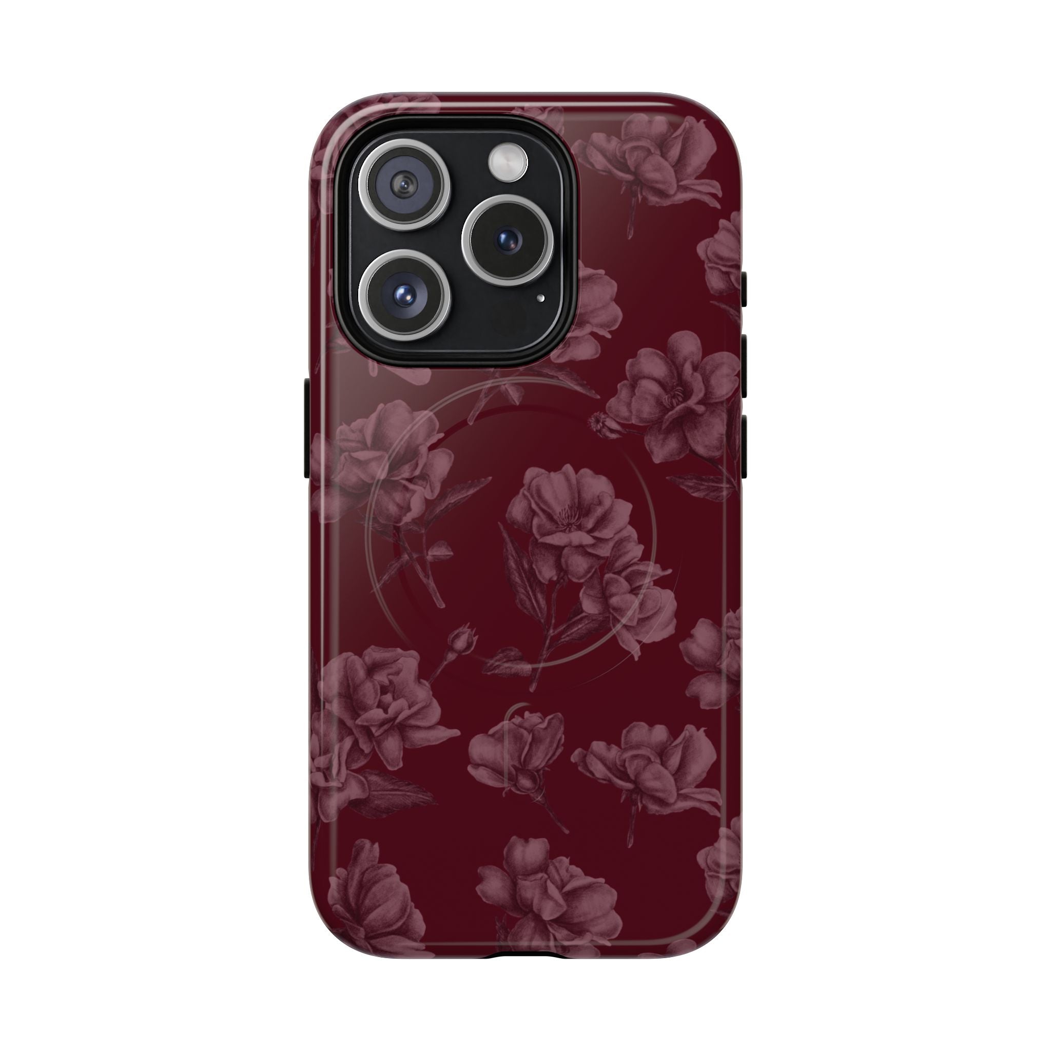 Funda MagSafe con estampado floral burdeos de Femme Fatale