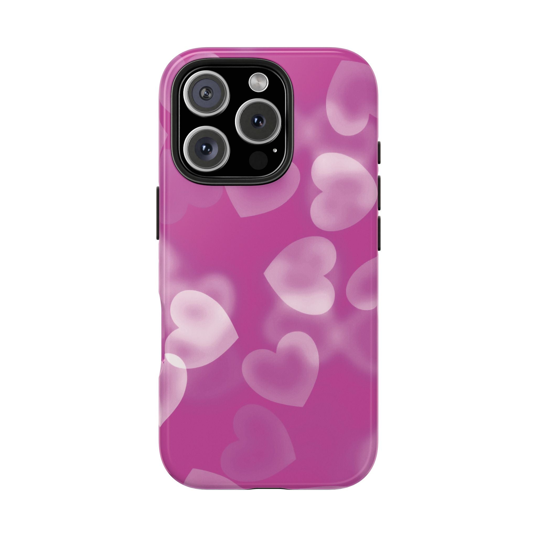 Coque iPhone rose avec coeurs en aérographe