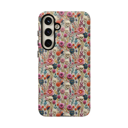 Skulls & Flowers | Embroidery Effect Case