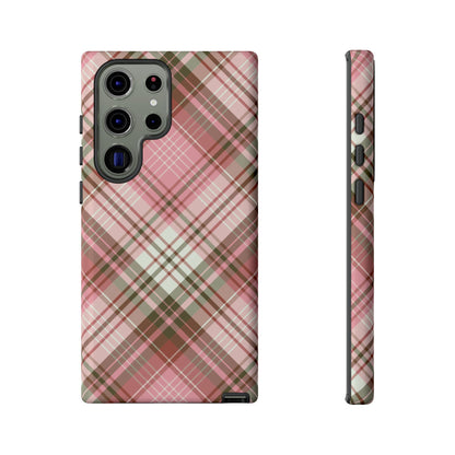 Funda elegante y preppy con diseño de cuadros rosas para Galaxy