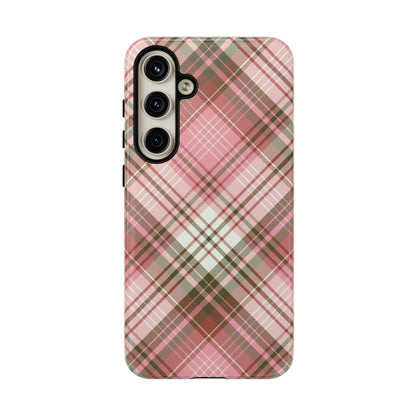 Funda elegante y preppy con diseño de cuadros rosas para Galaxy