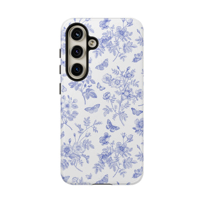 Wild Roses | Blue Floral Butterfly Toile Case