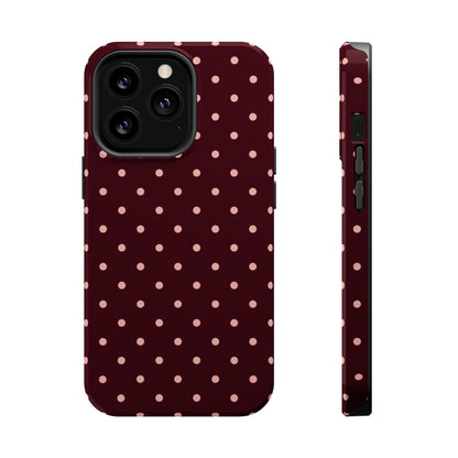 Pretty Please | Burgundy Polka Dot iPhone Case