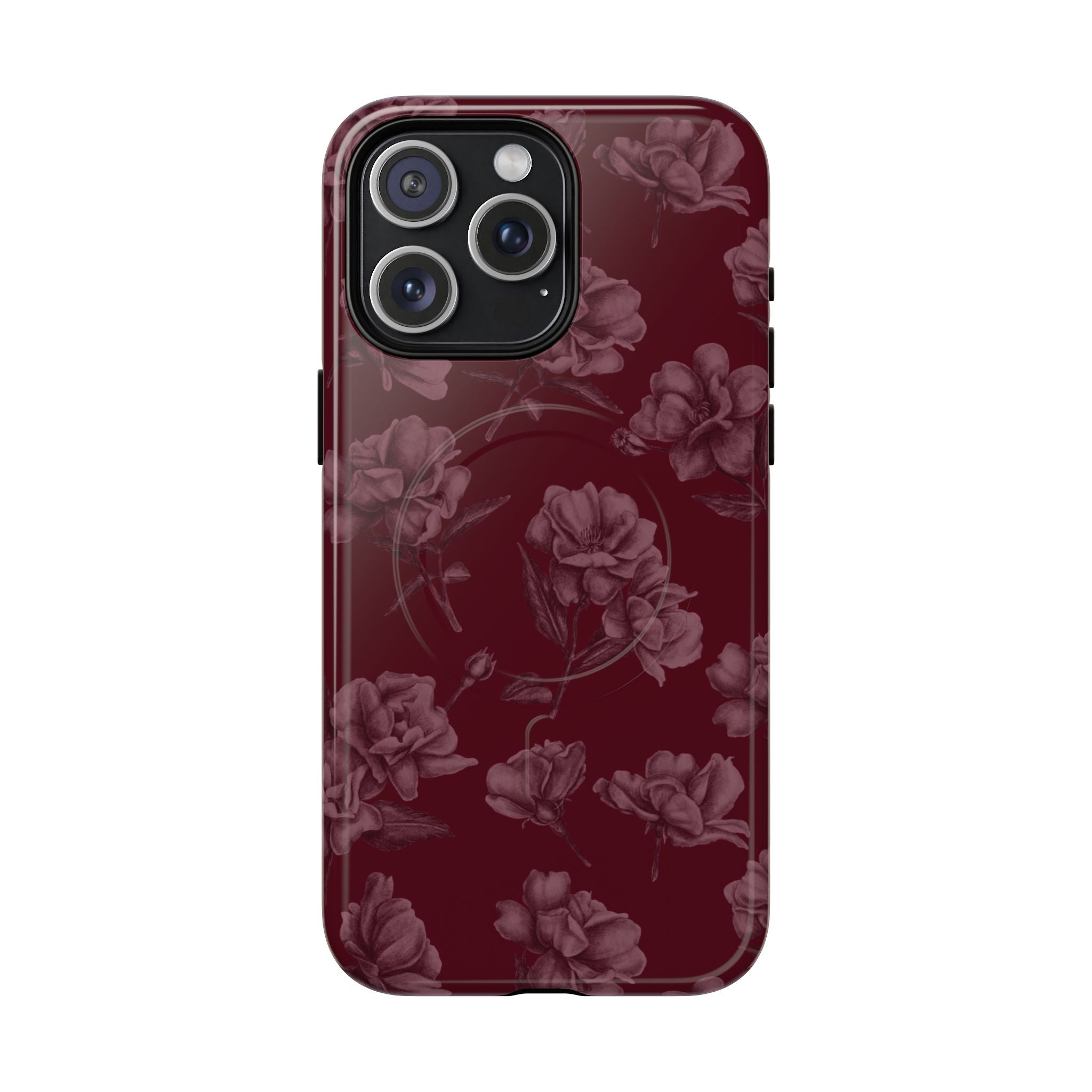 Funda MagSafe con estampado floral burdeos de Femme Fatale