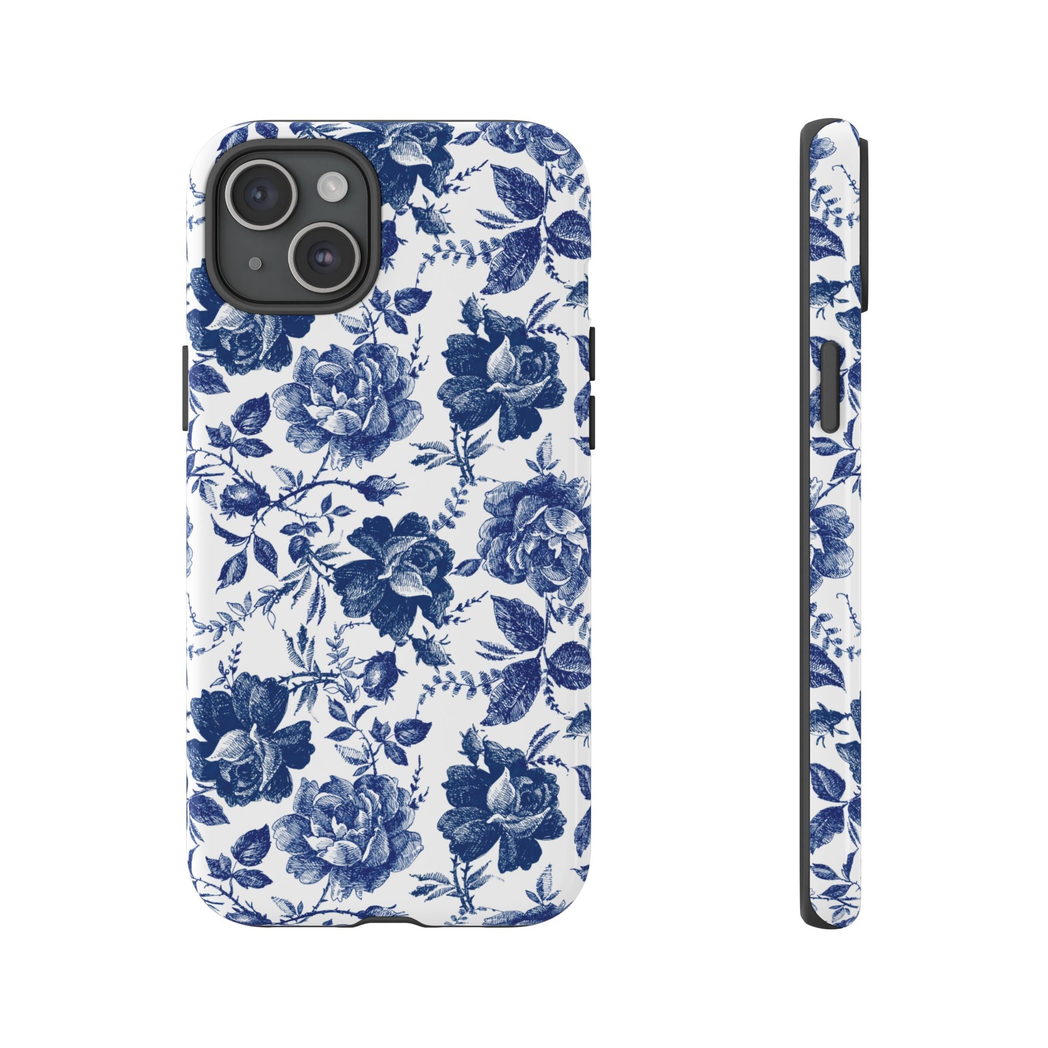 Coque iPhone Indigo Rose | Motif floral rétro
