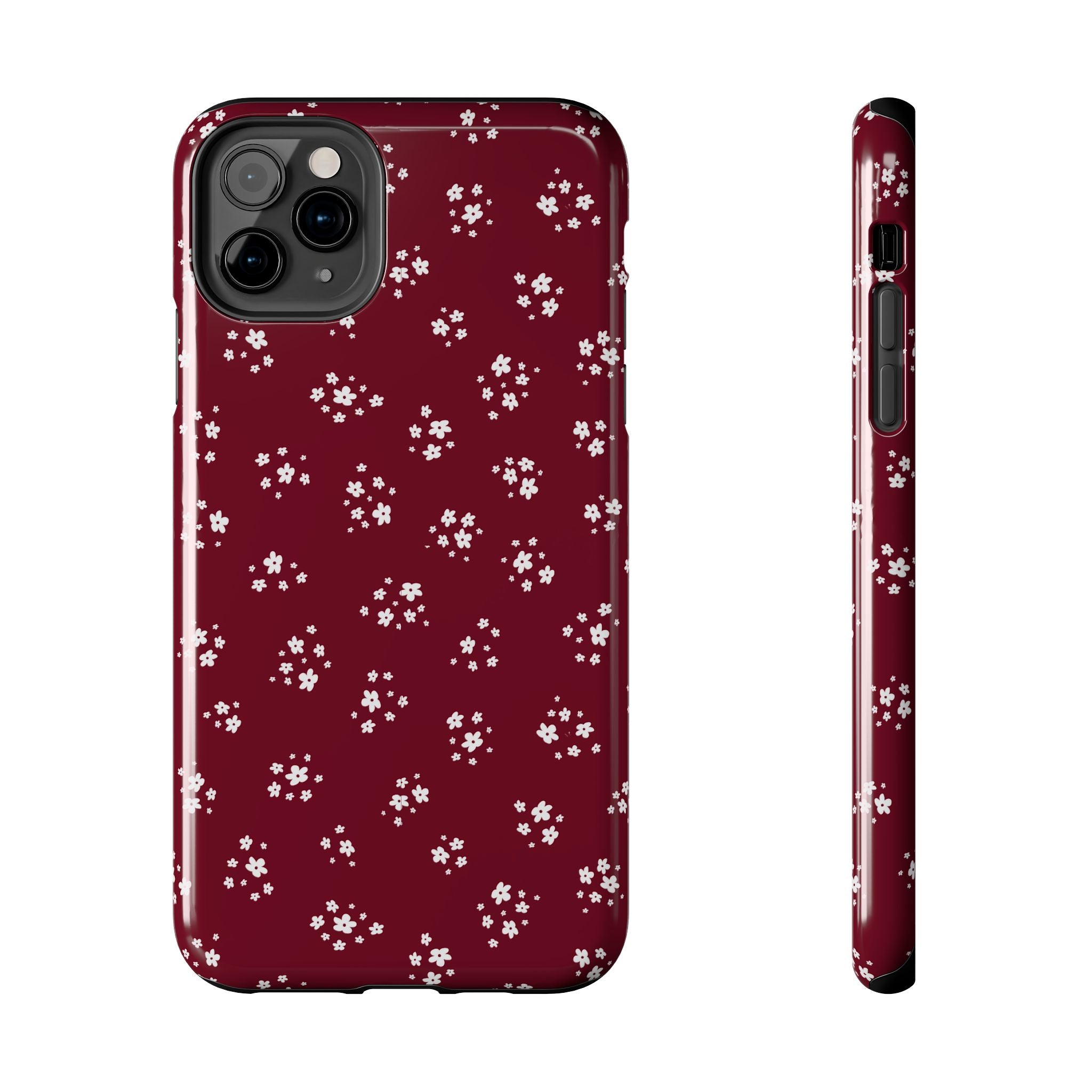 Maroon Blooms Floral iPhone Case