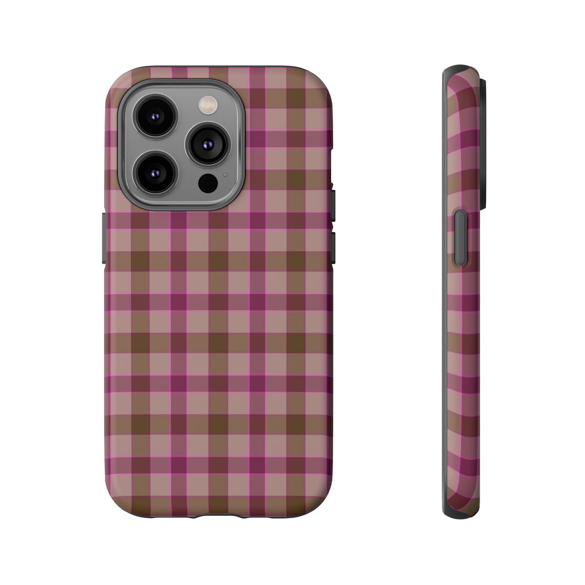 Mulberry Plaid | Pink & Brown Plaid iPhone Case