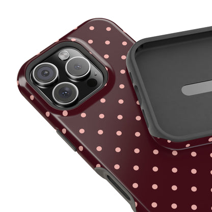 Pretty Please | Burgundy Polka Dot iPhone Case