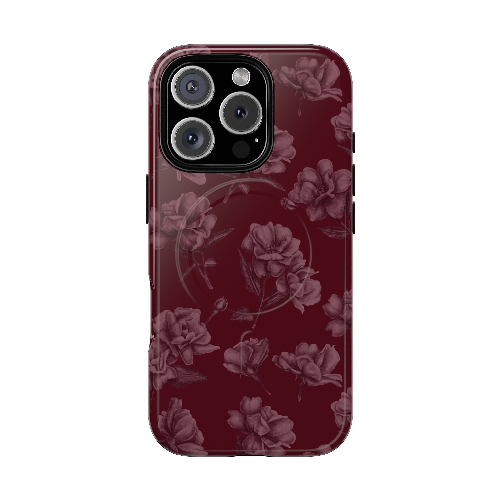 Funda MagSafe con estampado floral burdeos de Femme Fatale