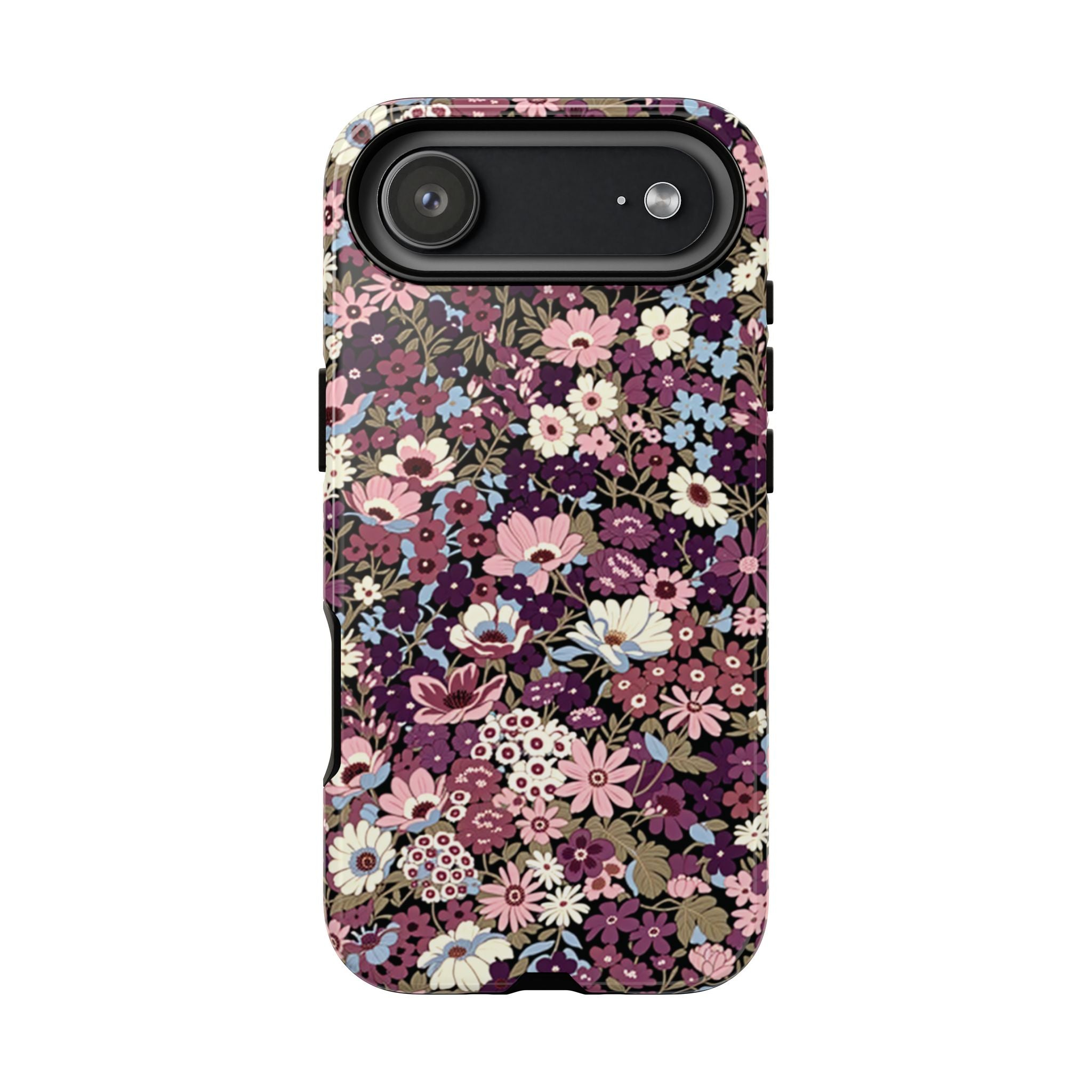 Funda para iPhone con diseño floral morado y ciruela azucarada