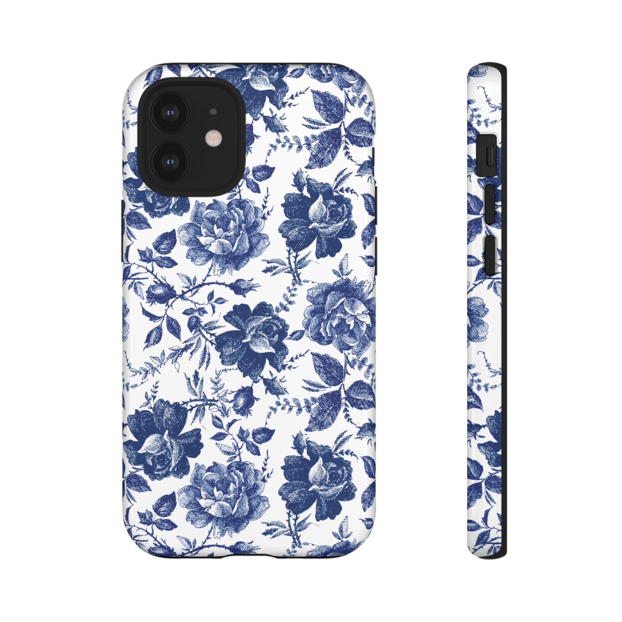 Coque iPhone Indigo Rose | Motif floral rétro