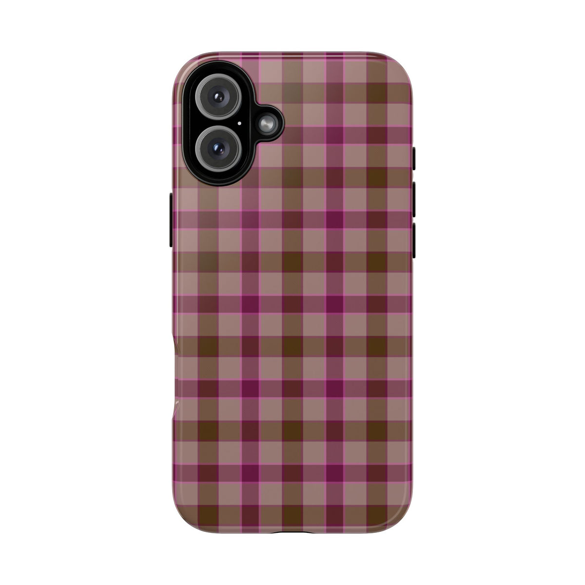 Mulberry Plaid | Pink & Brown Plaid iPhone Case