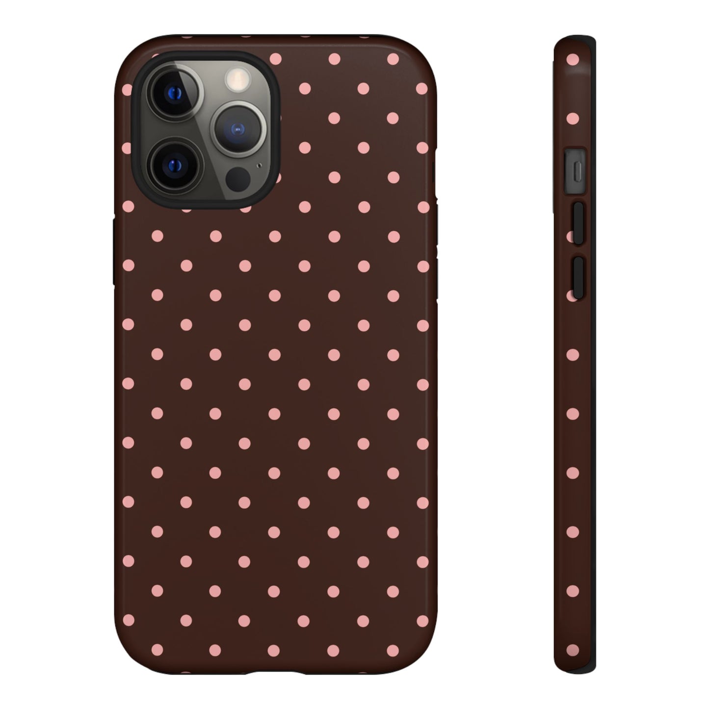 Jolie en rose | Coque iPhone à pois marron