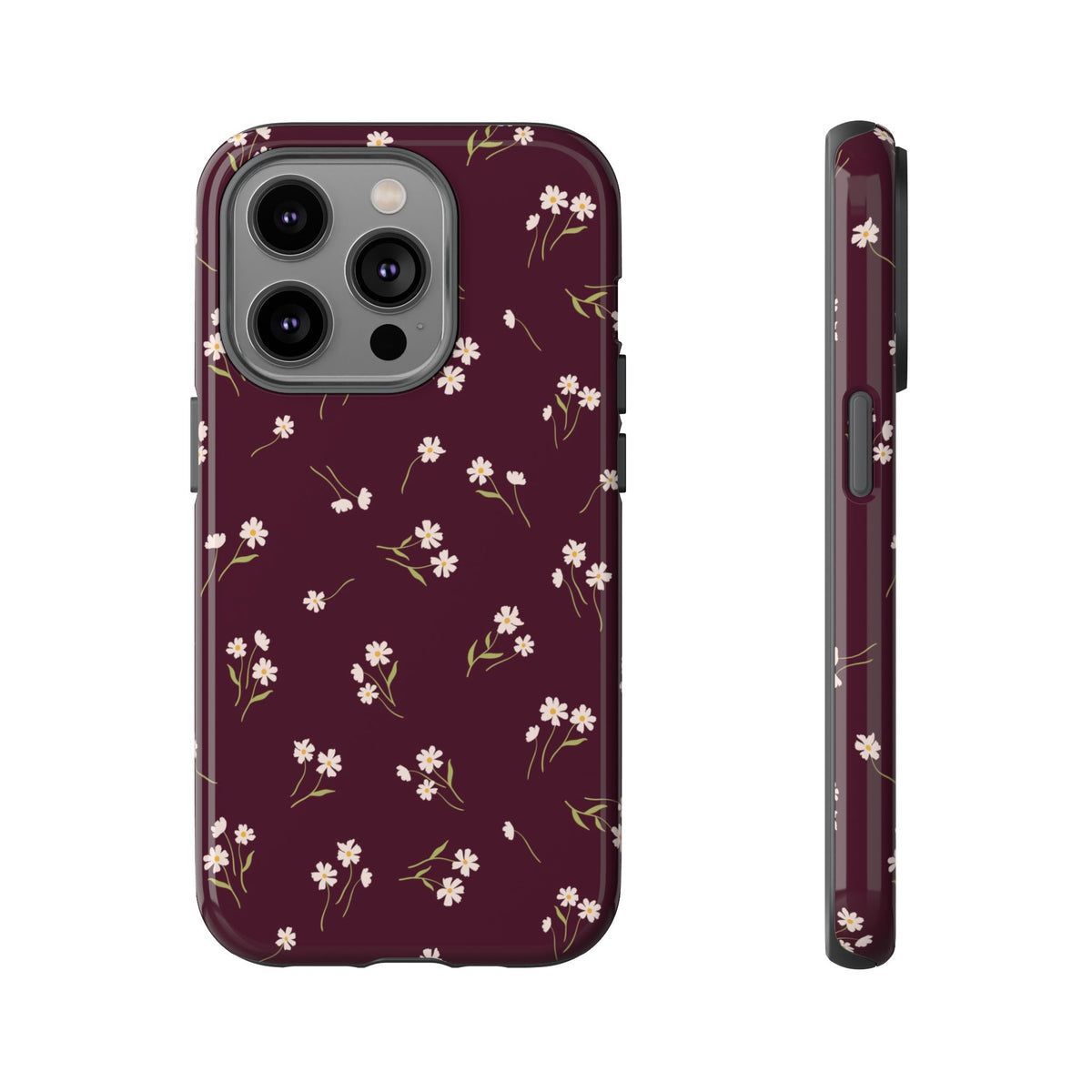 Dainty Daisy | Burgundy Floral iPhone Case