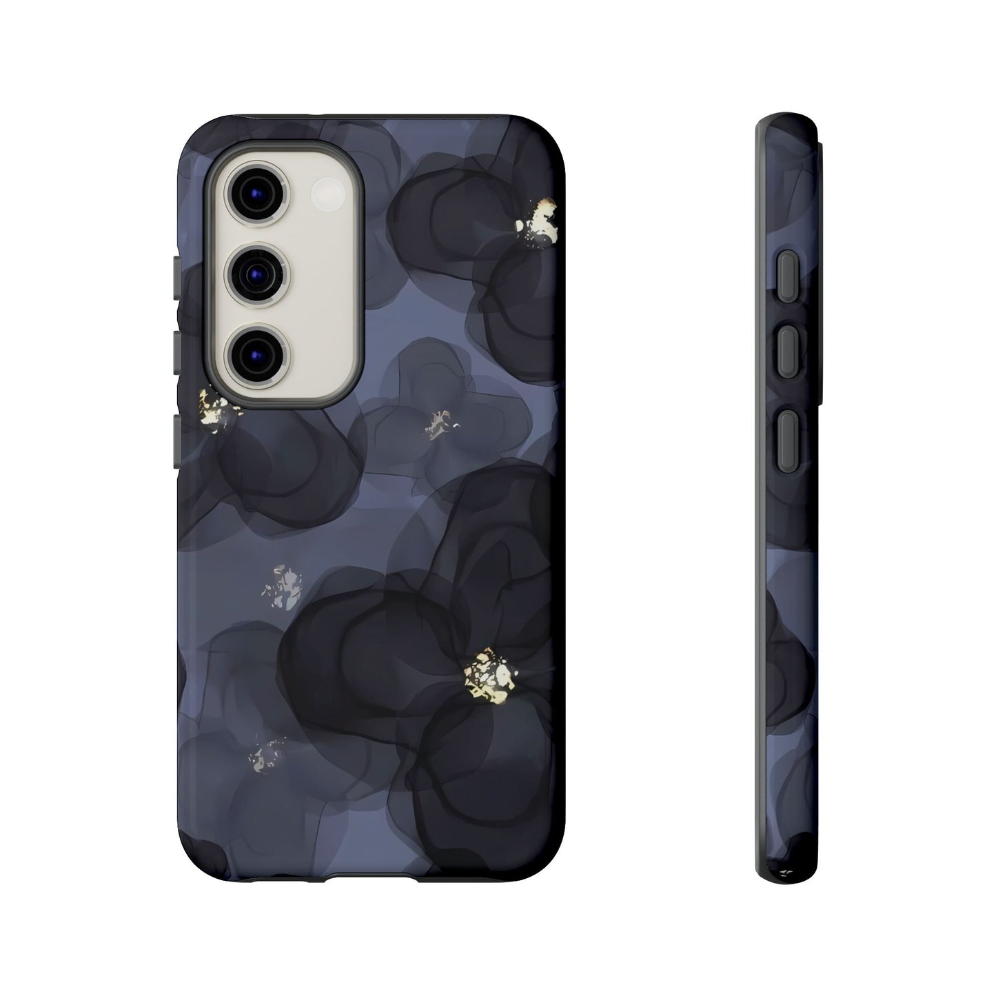 Double exposition | Coque Galaxy à fleurs bleues