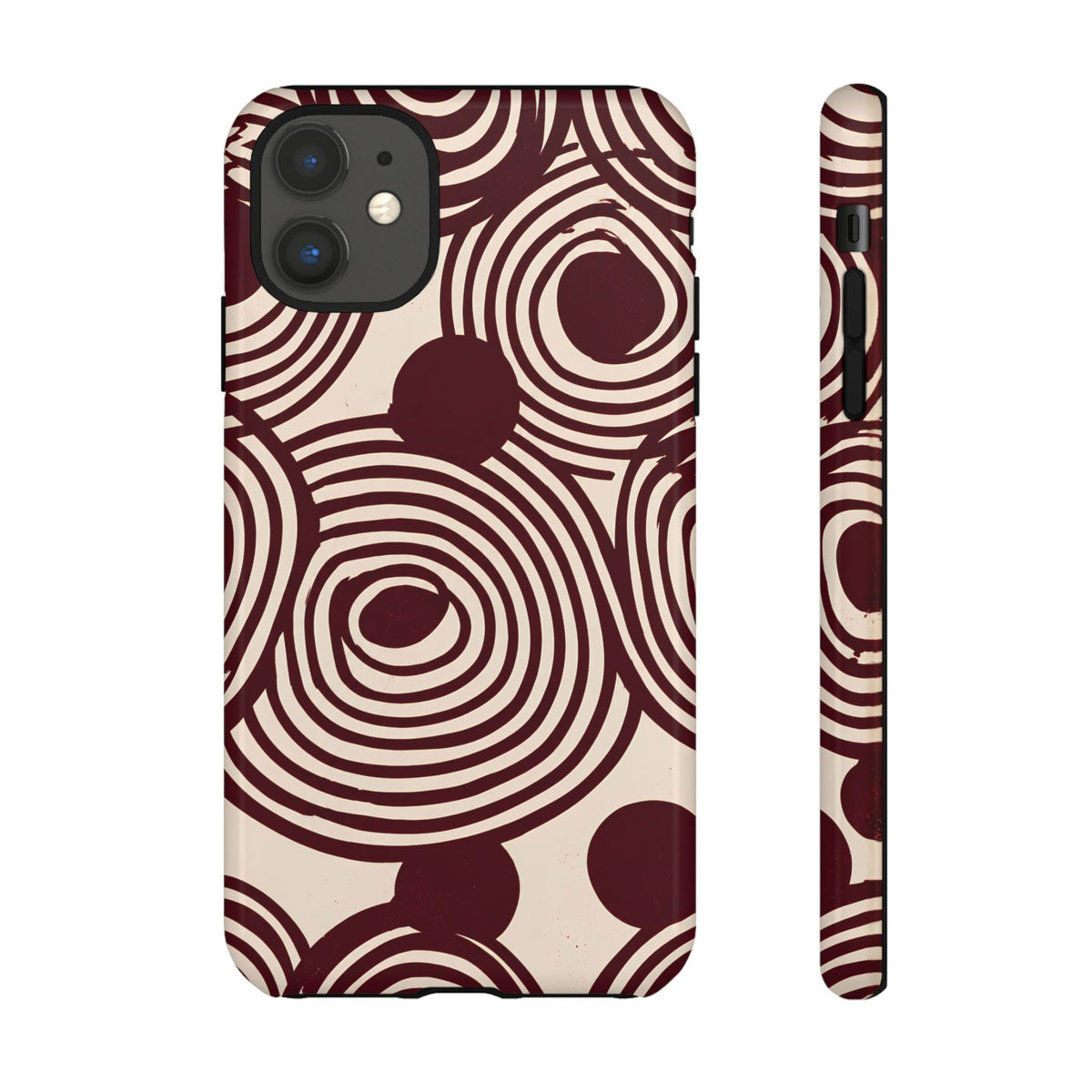 Retrograde | Burgundy Retro Abstract iPhone Case