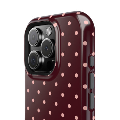 Pretty Please | Burgundy Polka Dot iPhone Case