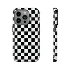Funda para iPhone con diseño de cuadros en blanco y negro de Skater Girl