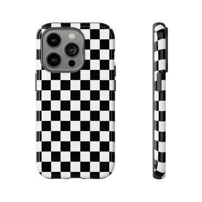 Funda para iPhone con diseño de cuadros en blanco y negro de Skater Girl