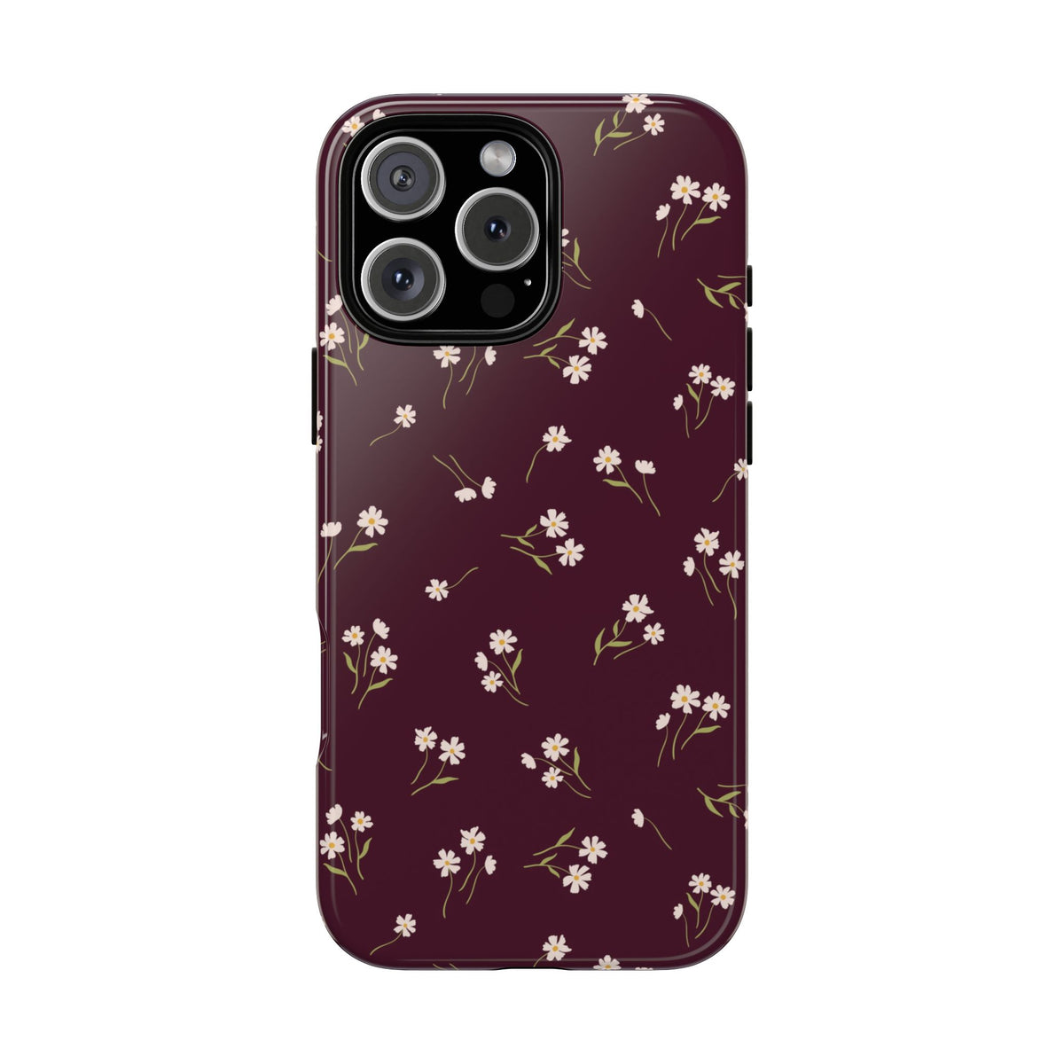 Dainty Daisy | Burgundy Floral iPhone Case