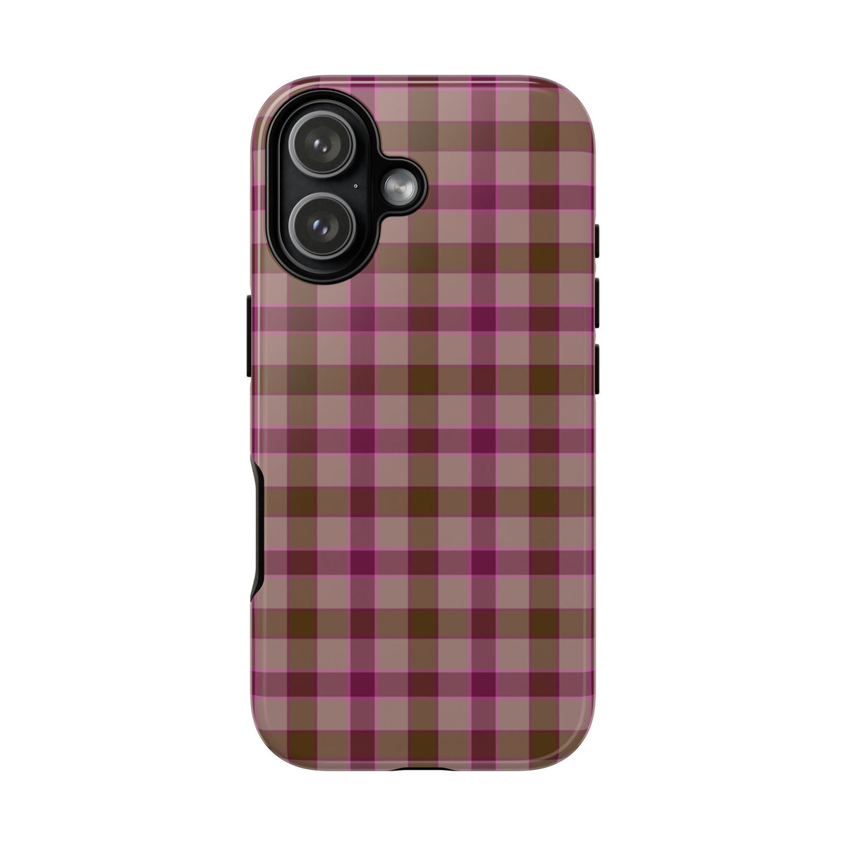 Mulberry Plaid | Pink & Brown Plaid iPhone Case