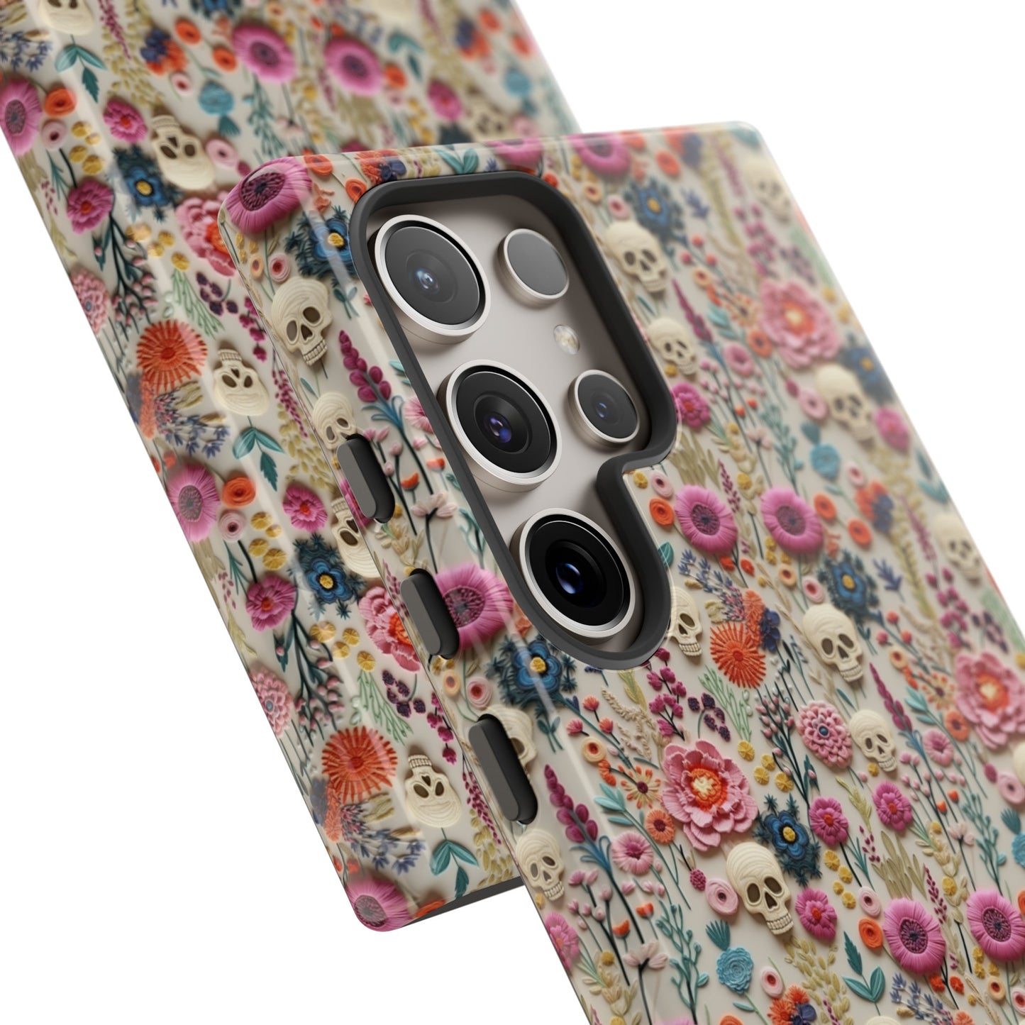 Skulls & Flowers | Embroidery Effect Case