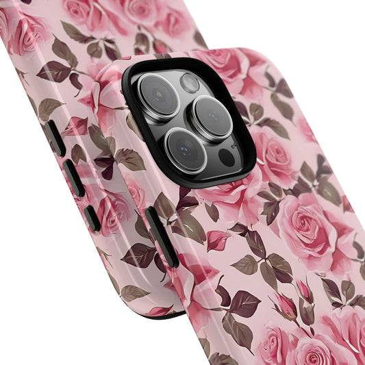 Funda para iPhone con diseño de rosas románticas y flores rosas