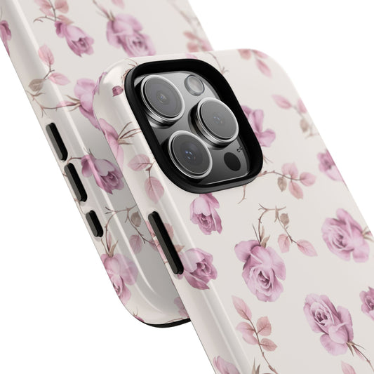 Rosa vintage | Coqueta floral Funda y vinilo para iPhone