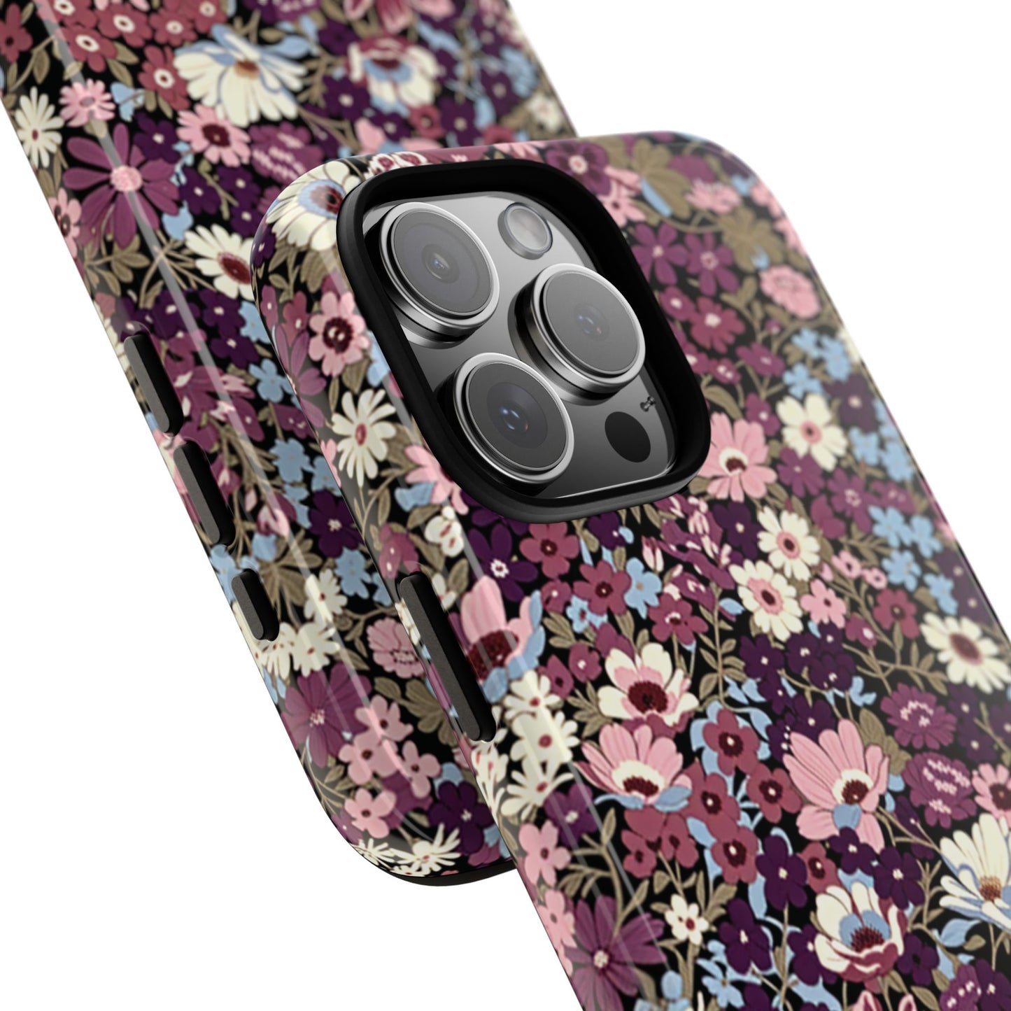 Funda para iPhone con diseño floral morado y ciruela azucarada