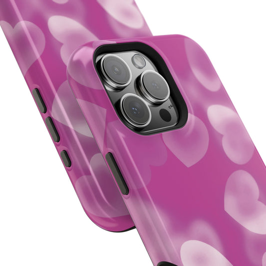 Coque iPhone rose avec coeurs en aérographe