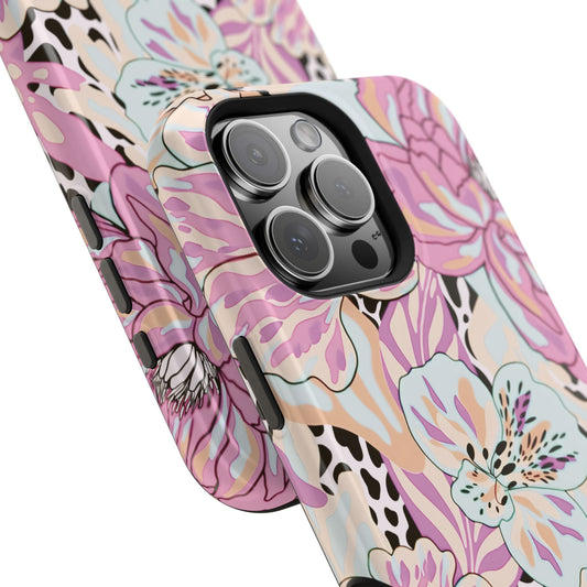 Coque iPhone à motif floral pastel | Lys léopard