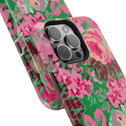 Todo es color de rosa | Funda para iPhone con diseño floral verde