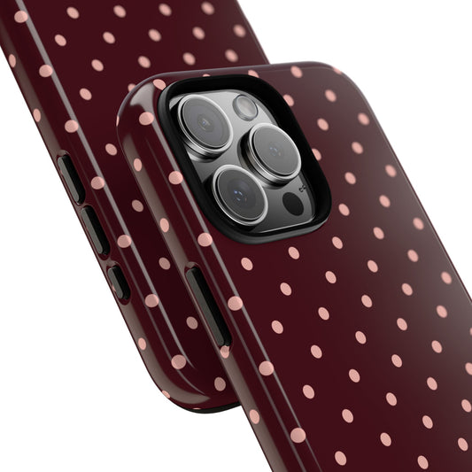 Pretty Please | Burgundy Polka Dot iPhone Case