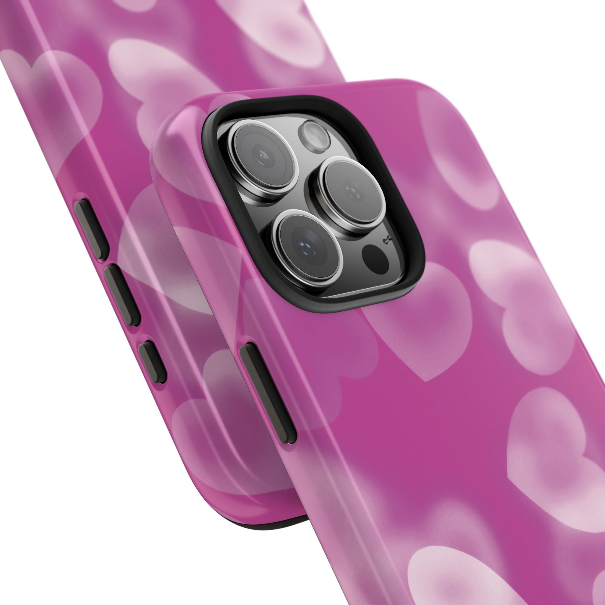 Coque iPhone rose avec coeurs en aérographe