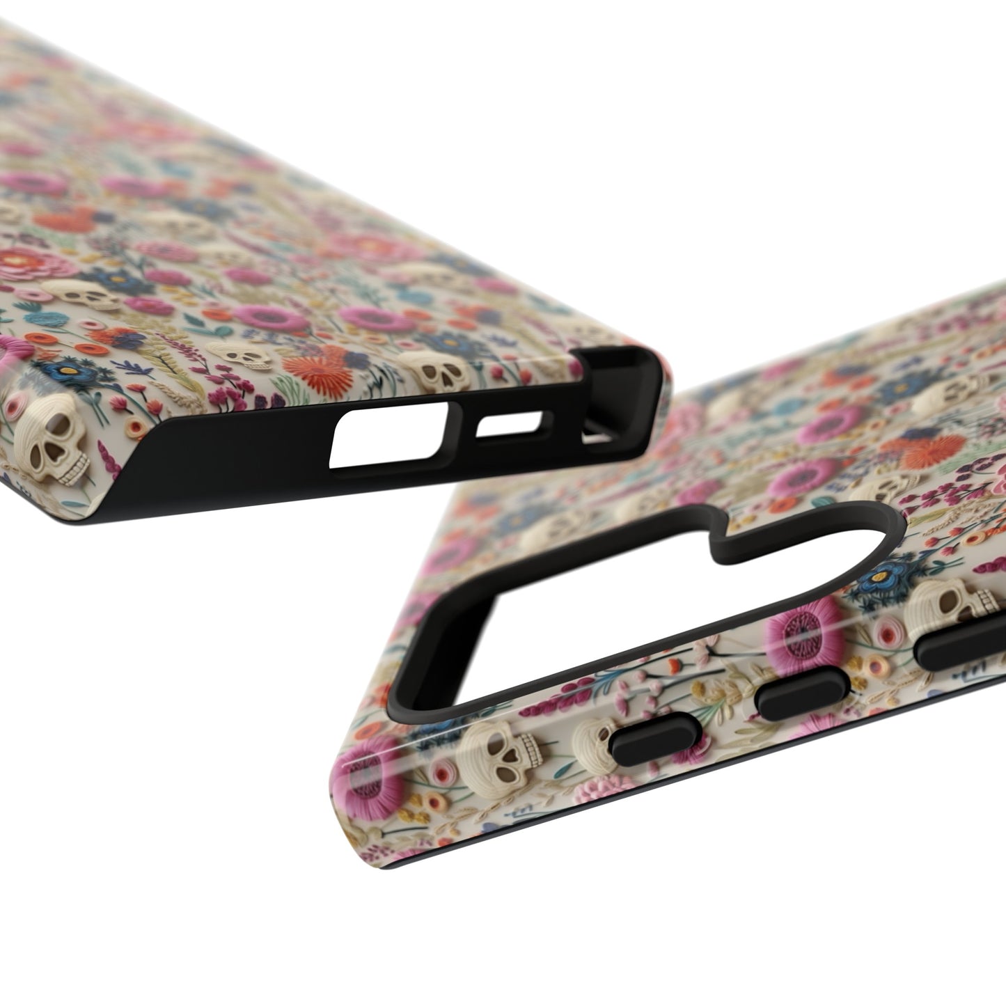 Skulls & Flowers | Embroidery Effect Case