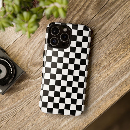 Funda para iPhone con diseño de cuadros en blanco y negro de Skater Girl