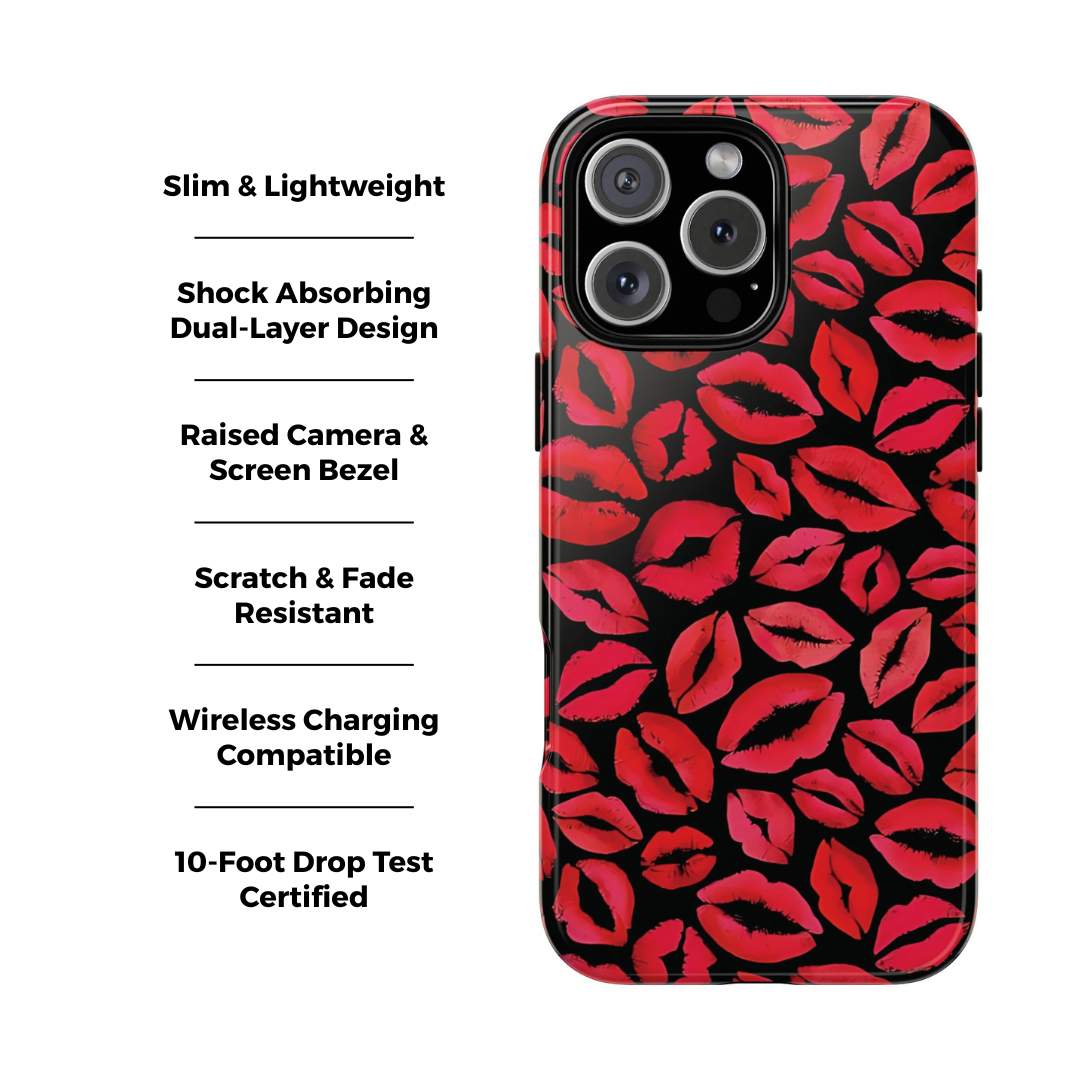 Coque iPhone à lèvres rouges | Embrasse et dis-moi