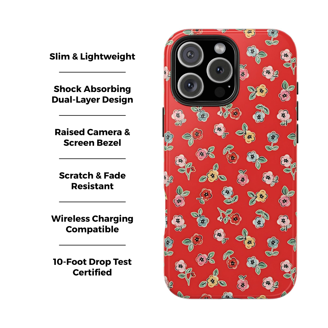 Funda para iPhone con diseño floral rojo Tiny Blooms