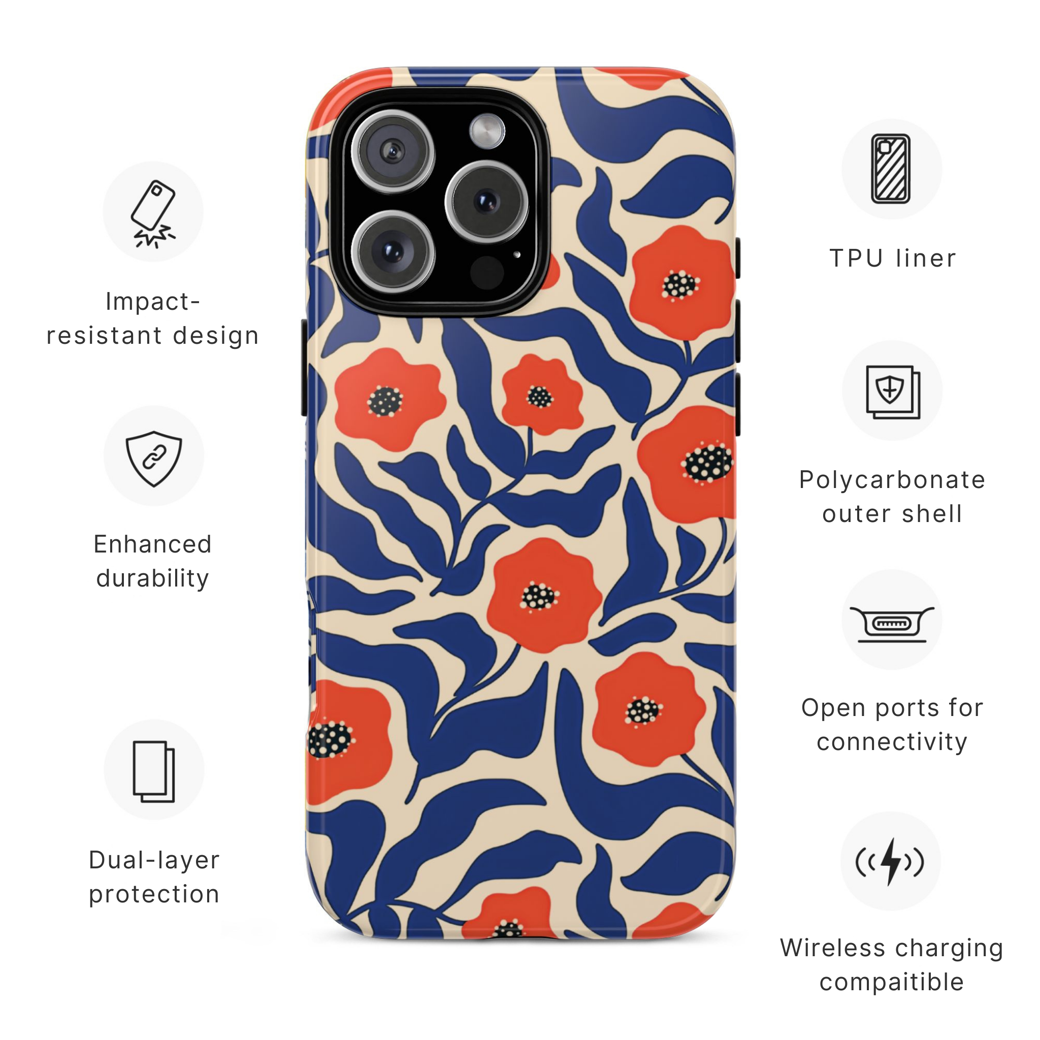 Indigo Poppy Phone Case