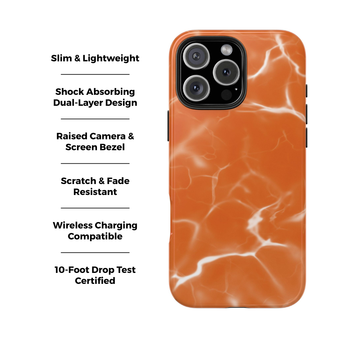 Electric Orange Marbled iPhone Case