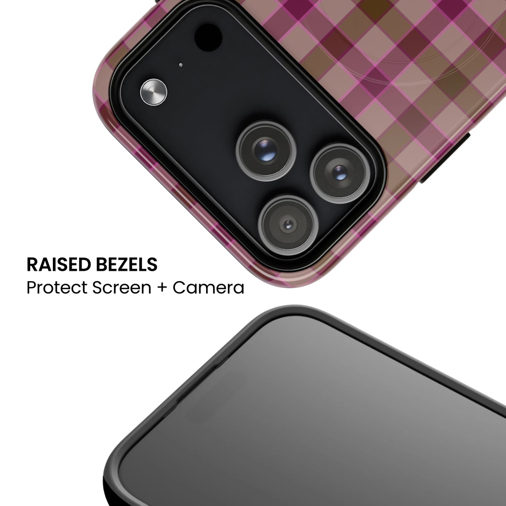 Mulberry Plaid | Pink & Brown Plaid MagSafe Case