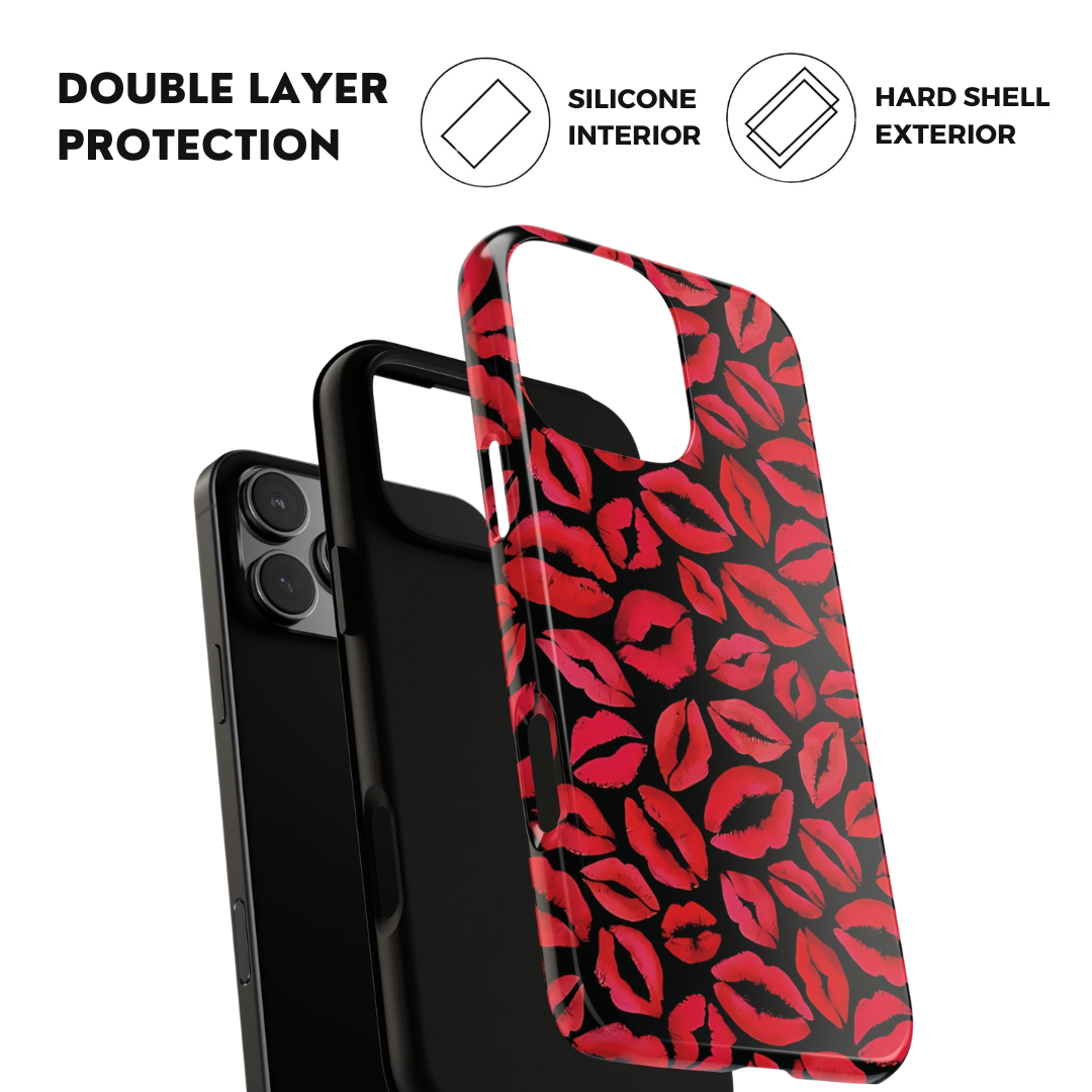 Coque iPhone à lèvres rouges | Embrasse et dis-moi