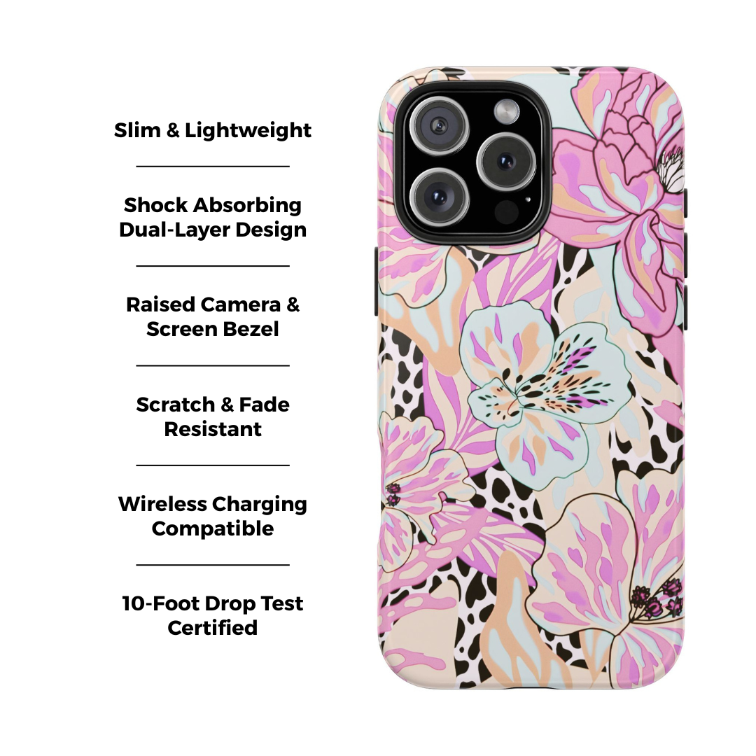 Leopard Lilies Floral iPhone Case