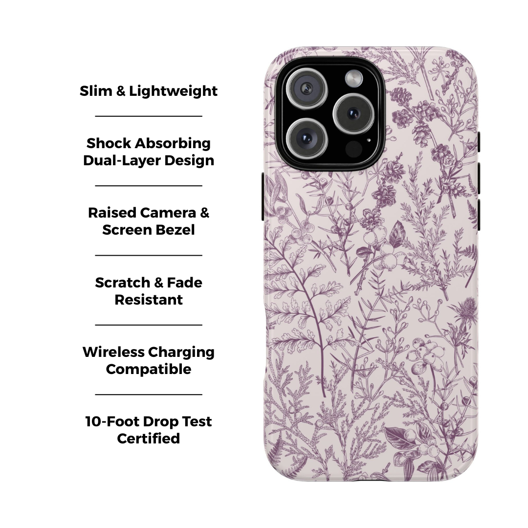 Plum Botanical Floral iPhone Case
