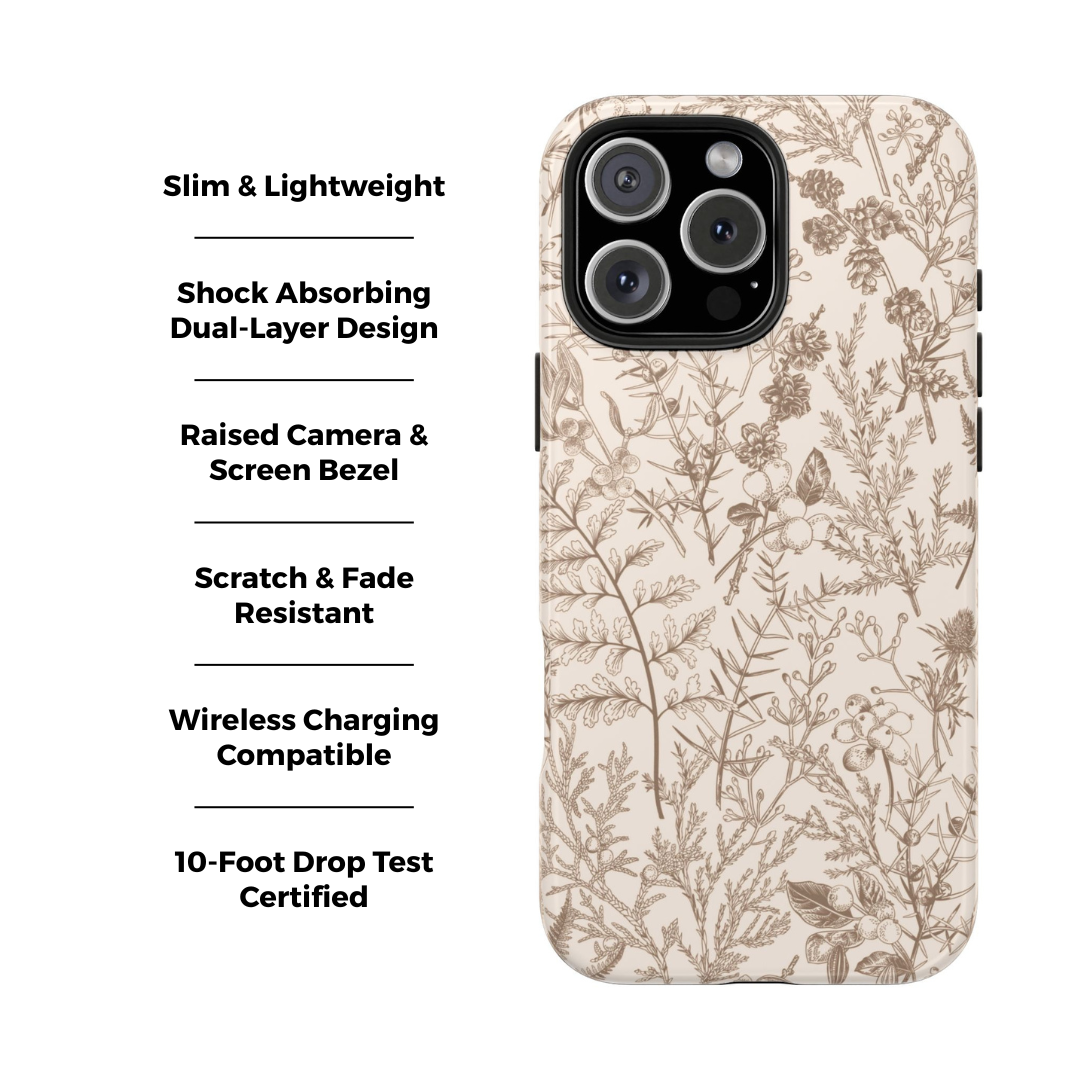 Beige Botanical Floral iPhone Case
