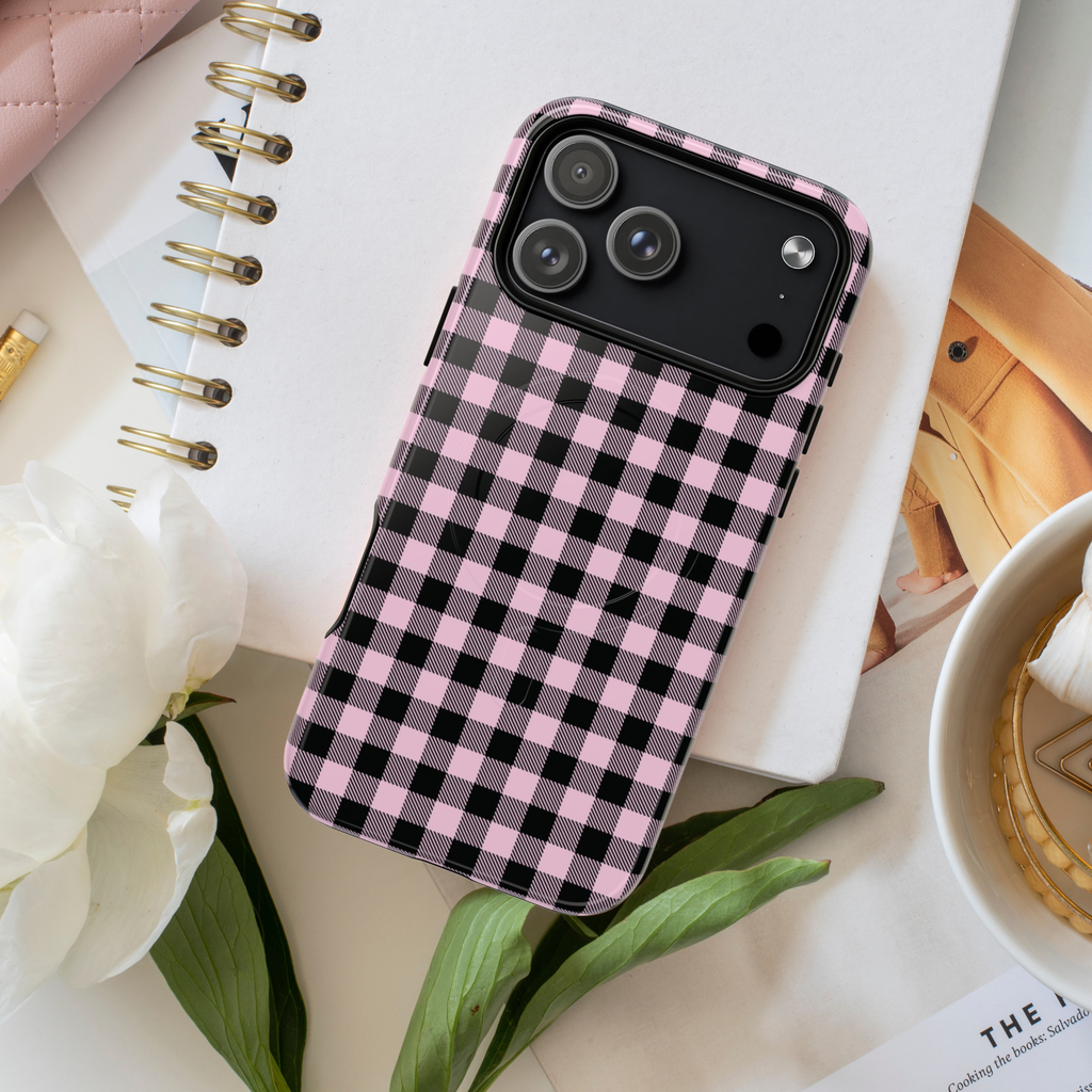Pink Punk | Pink & Black Gingham MagSafe Case