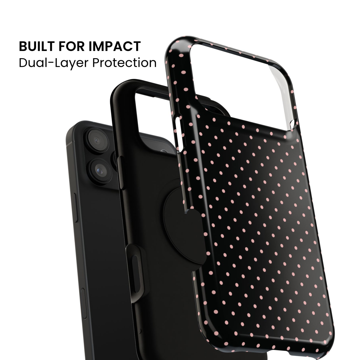 Polka Flirt | Pink & Black Polka Dot iPhone Case