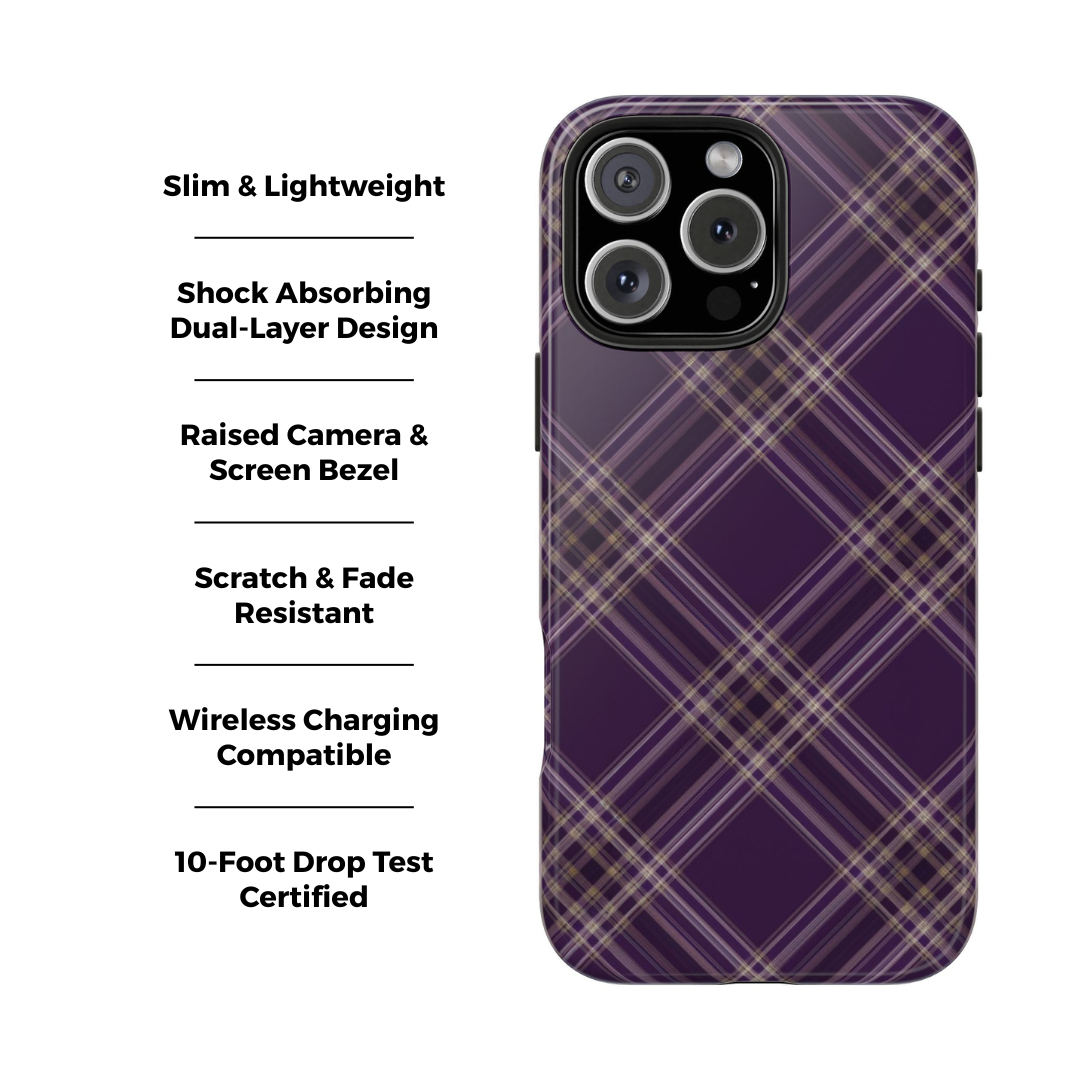 Plaid Prune | Coque iPhone Rétro
