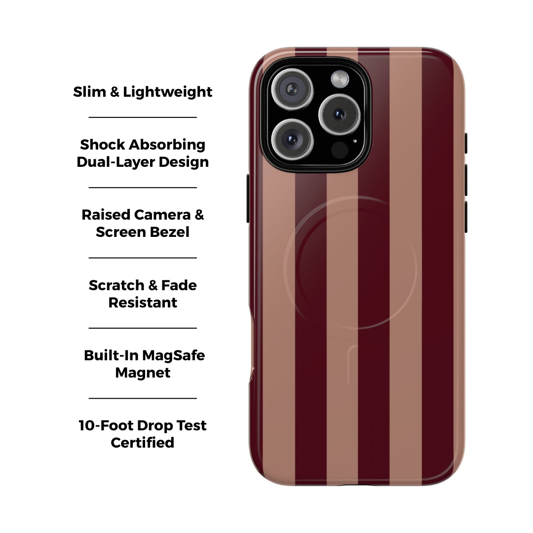 Tribeca | Étui MagSafe à rayures bordeaux
