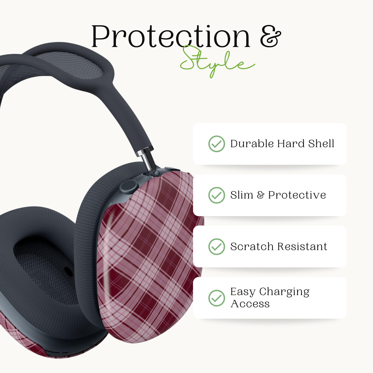 Berry Cute | Plaid AirPods Max Case